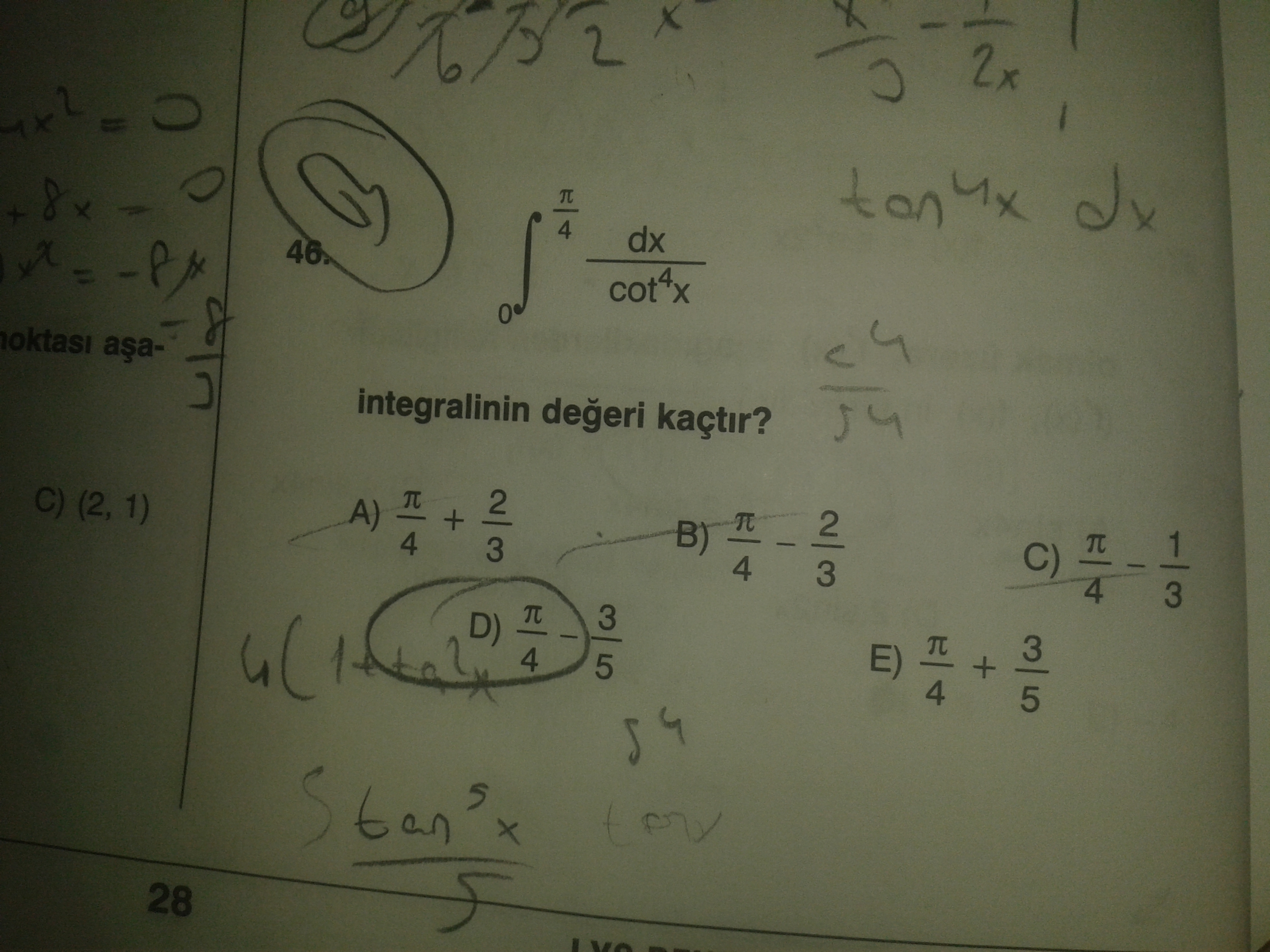 Integral (tan4x)