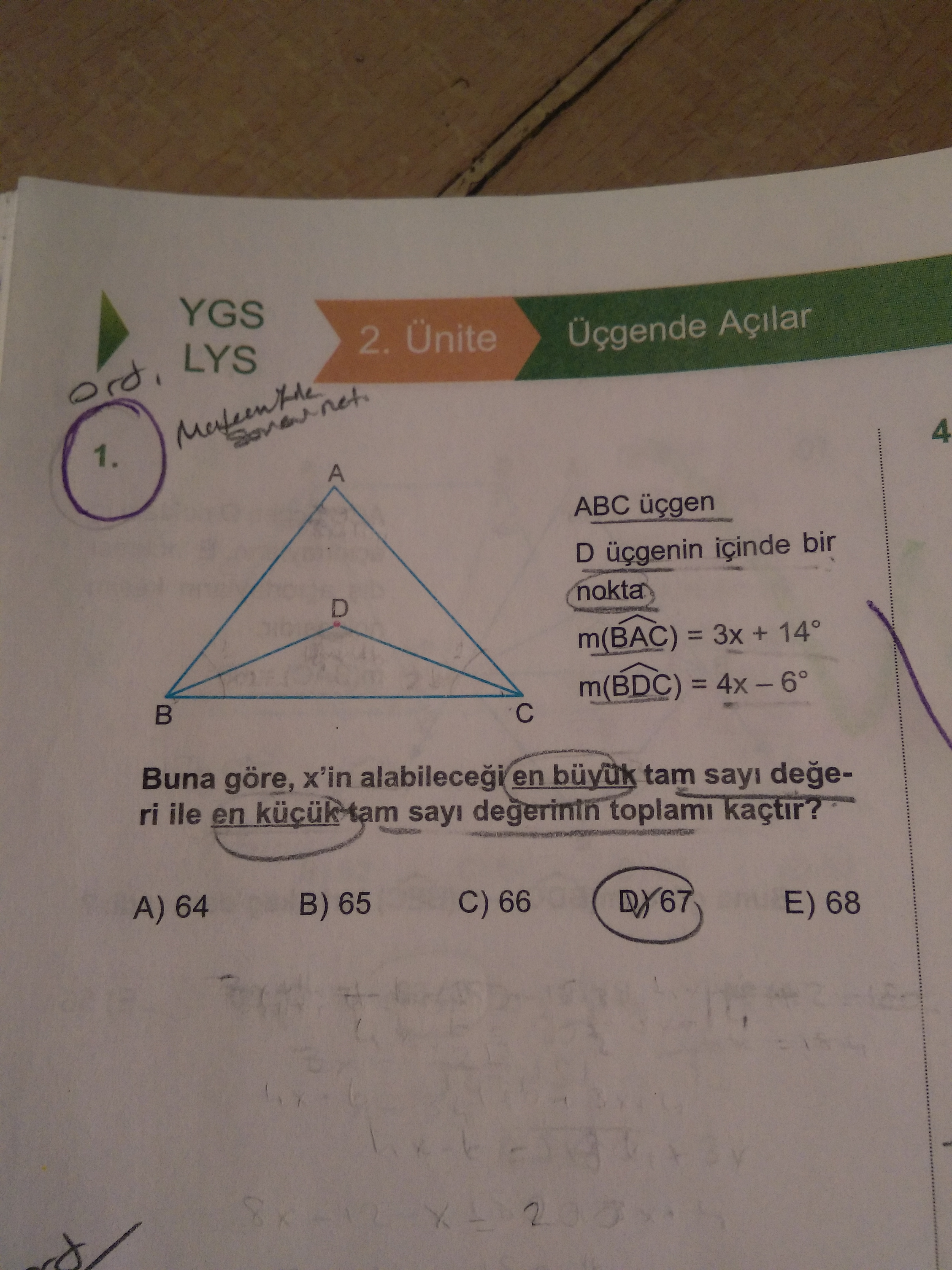 Ucgen aci degeri en cok