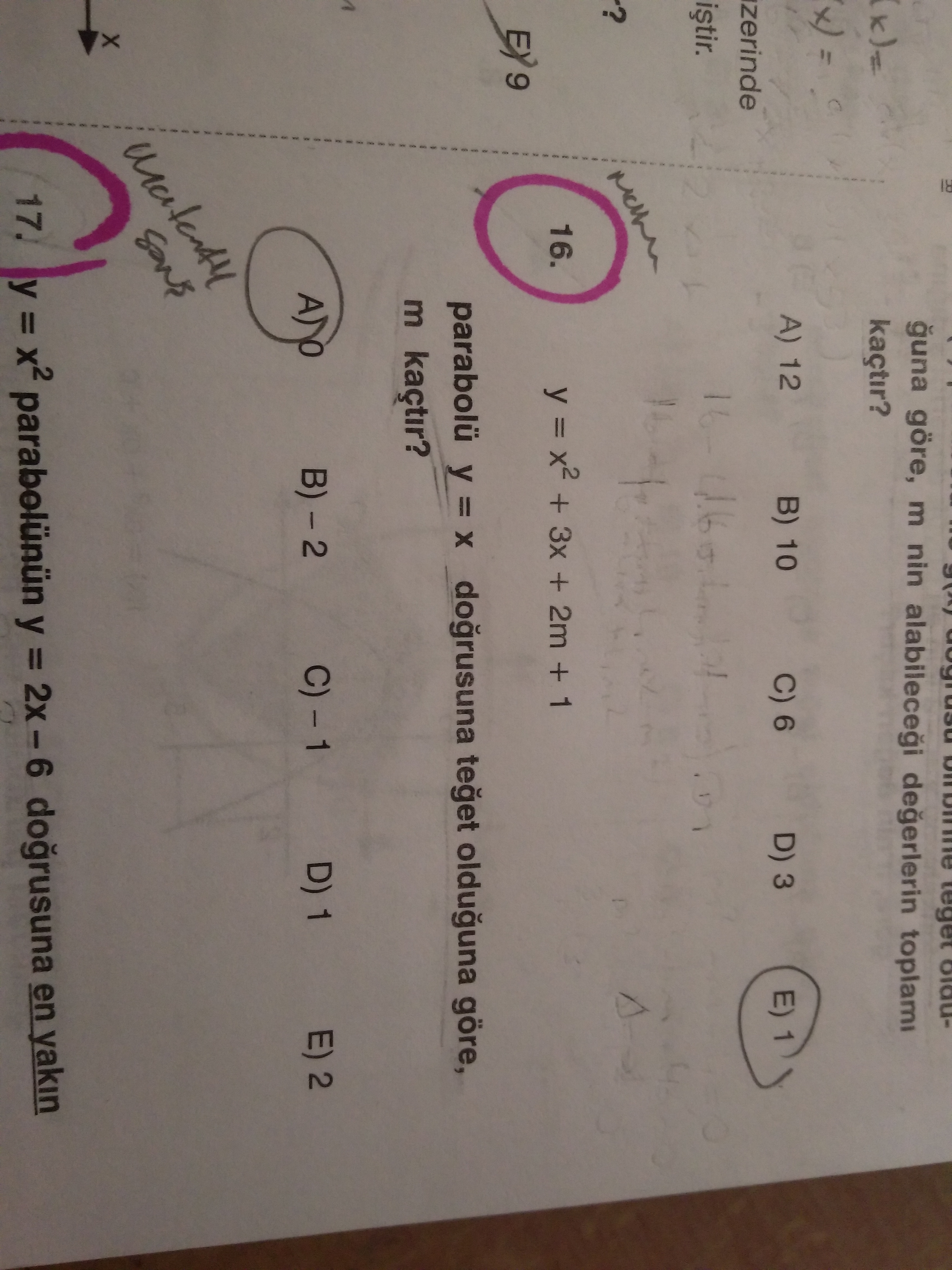 y=x dogrusuna teget ise