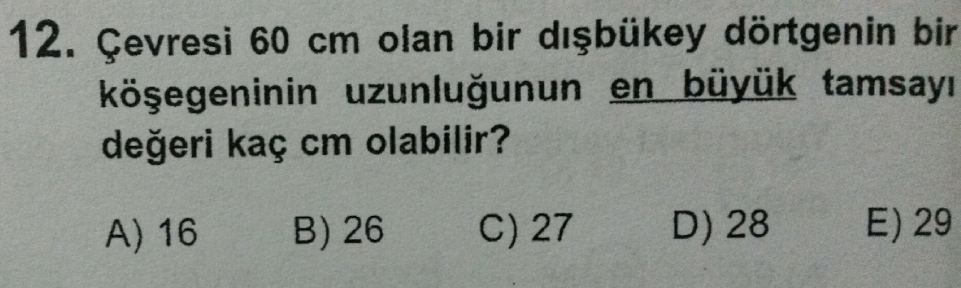 Çevresi 60 olan dortgen